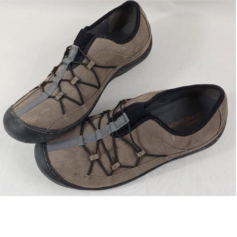 Clarks Springers Loafers Gray Suede Slip-Ons